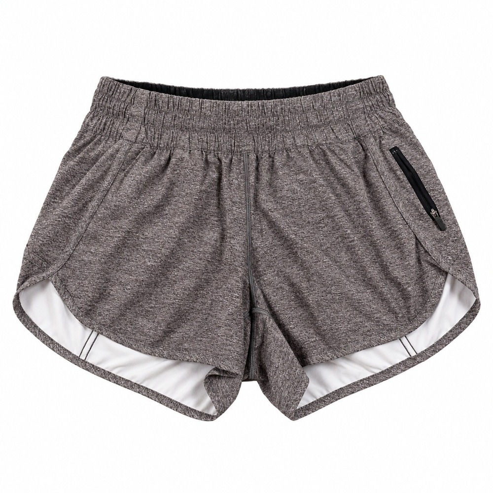 Lululemon Tracker Short V 4" Heathered Grey Athletic Running Shorts Womens 10